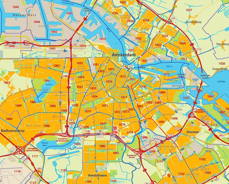 Amsterdam Postcode Map (2022) - Zee Family History